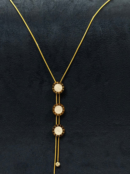 Anti tarnish Necklace | Triple Roman Clock Pendant