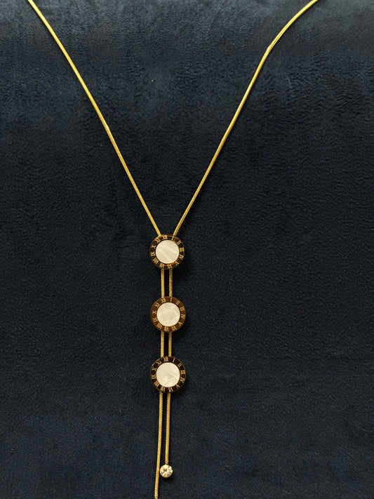Anti tarnish Necklace | Triple Roman Clock Pendant