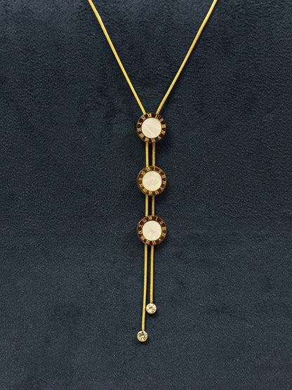 Anti tarnish Necklace | Triple Roman Clock Pendant