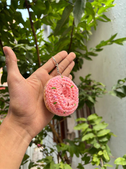Crochet Donut Keychain | Baby Pink Icing