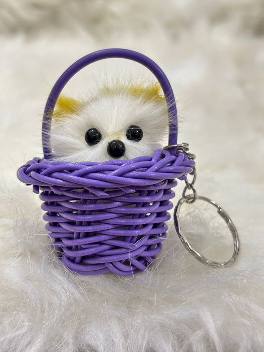 Basket Dogie Keychain Lavendar