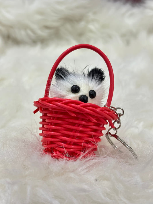 Basket Dogie Keychain Red