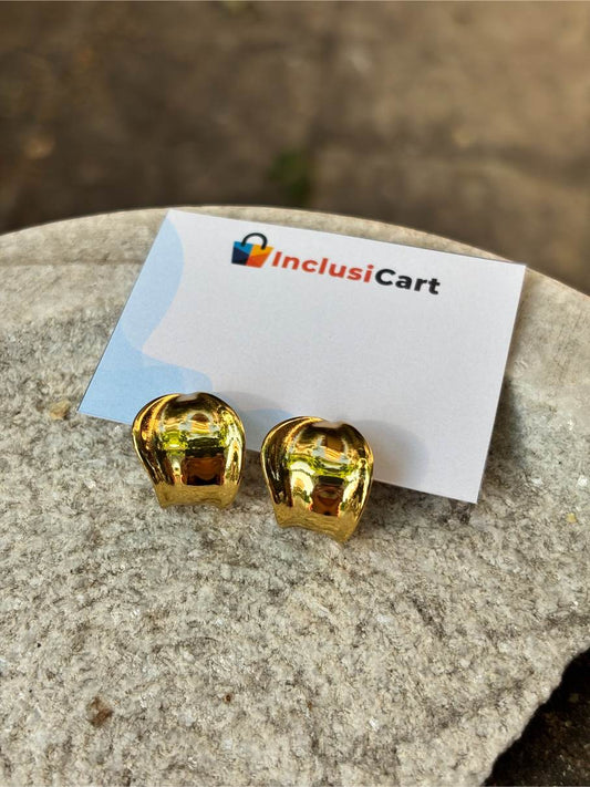 Bent Leaf Anti Tarnish Hoop Earrings for Women