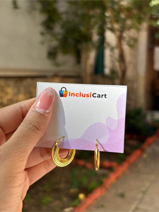 Bent stick desigin anti tarnish hoop earrings