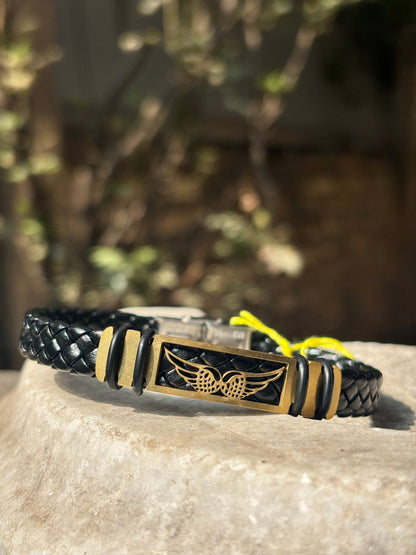 Mens Leather Bracelet | Bird Wing Leather Bracelet