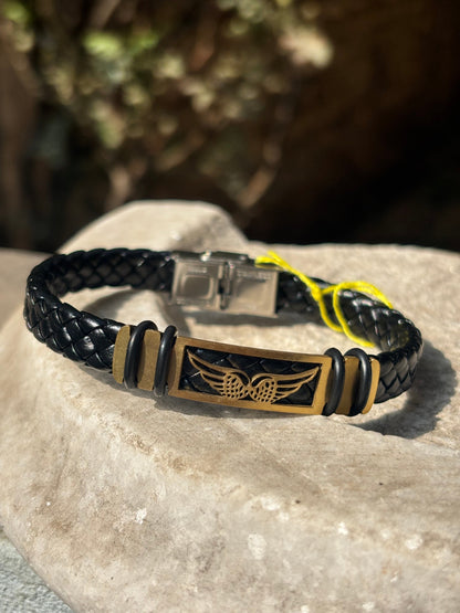 Mens Leather Bracelet | Bird Wing Leather Bracelet
