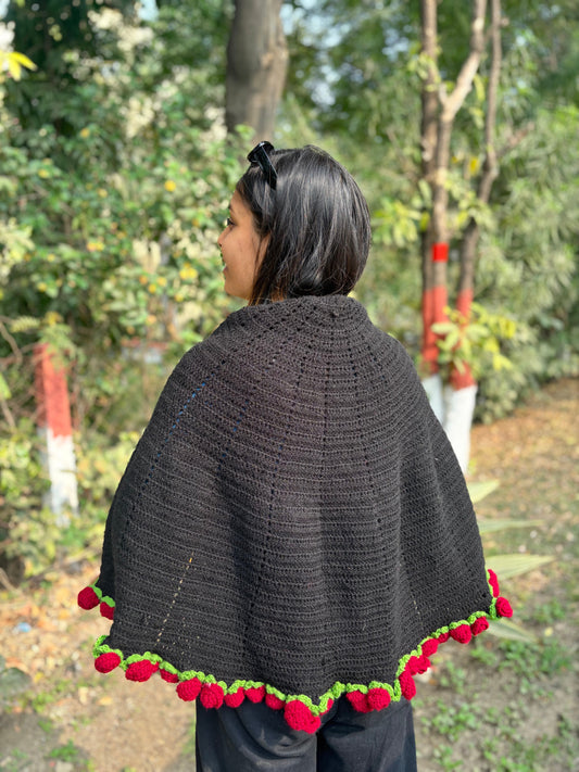 Black Red Rose Crochet Bouquet Shall