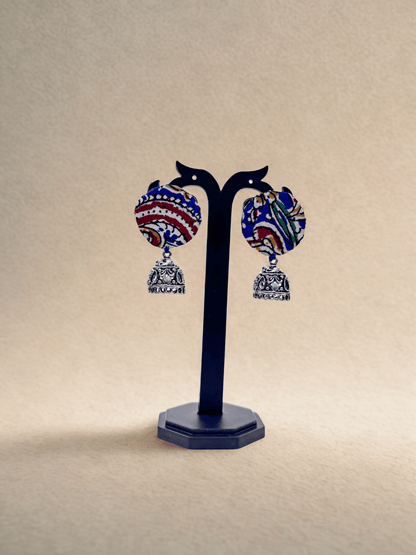 Indigo Bloom | Boho Jhumki | Fabric Earrings Combo