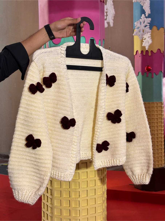 Cardigans | Bow Handmade Crochet Cardigan for Women