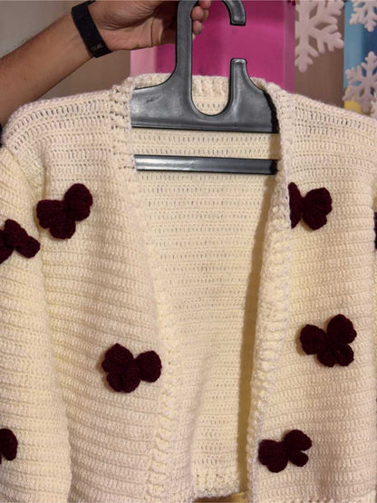 Cardigans | Bow Handmade Crochet Cardigan for Women