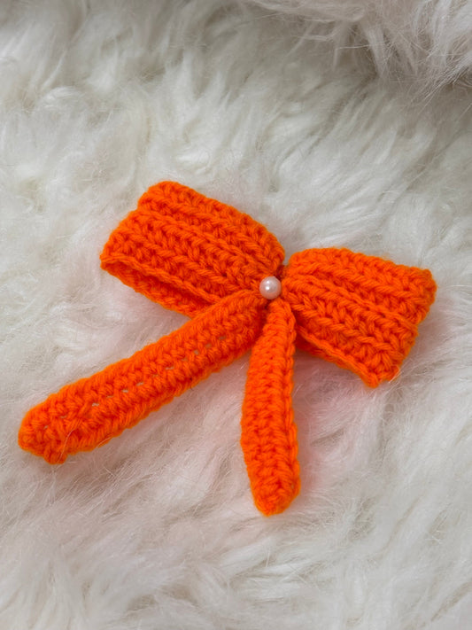 Bow Crochet Hairclip | Orange