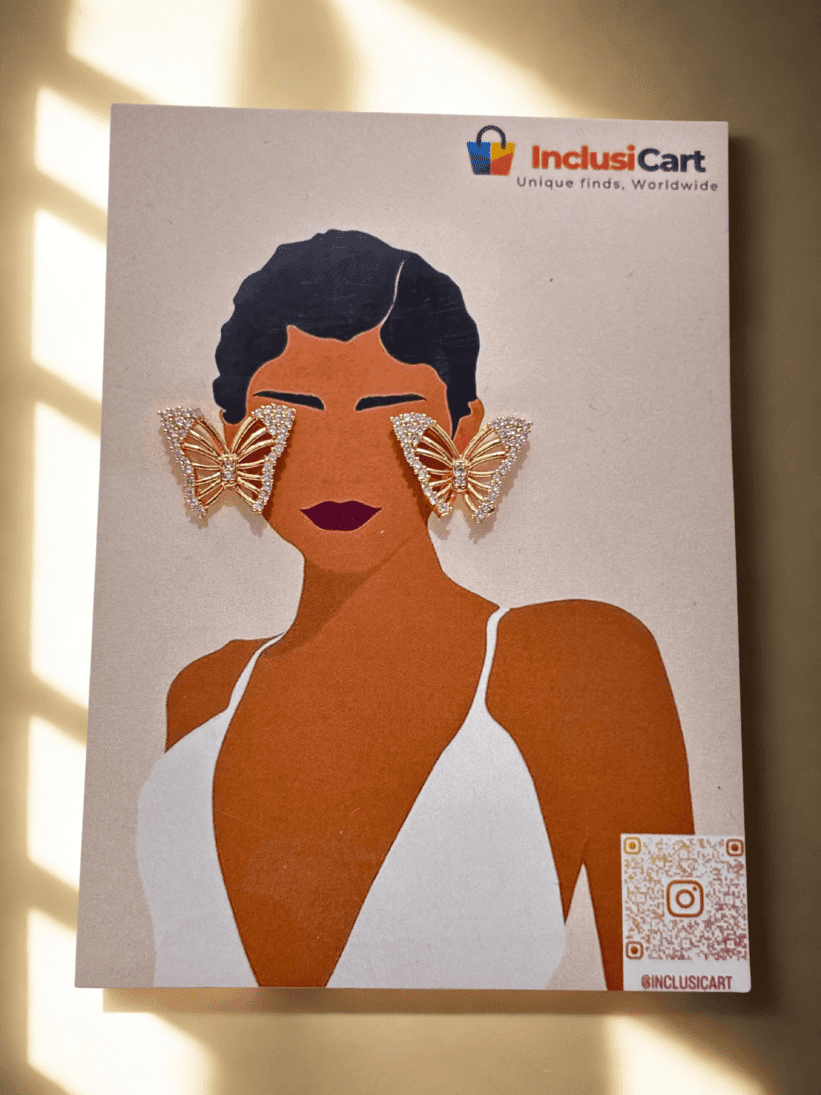 Butterfly Elegance | Diamond Bloom | Stud Earrings | Combo