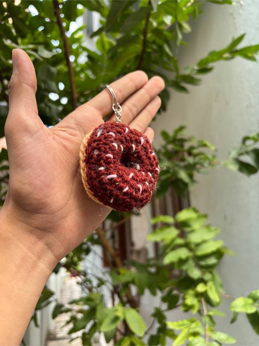 Crochet Donut Keychain | Chocolate Icing