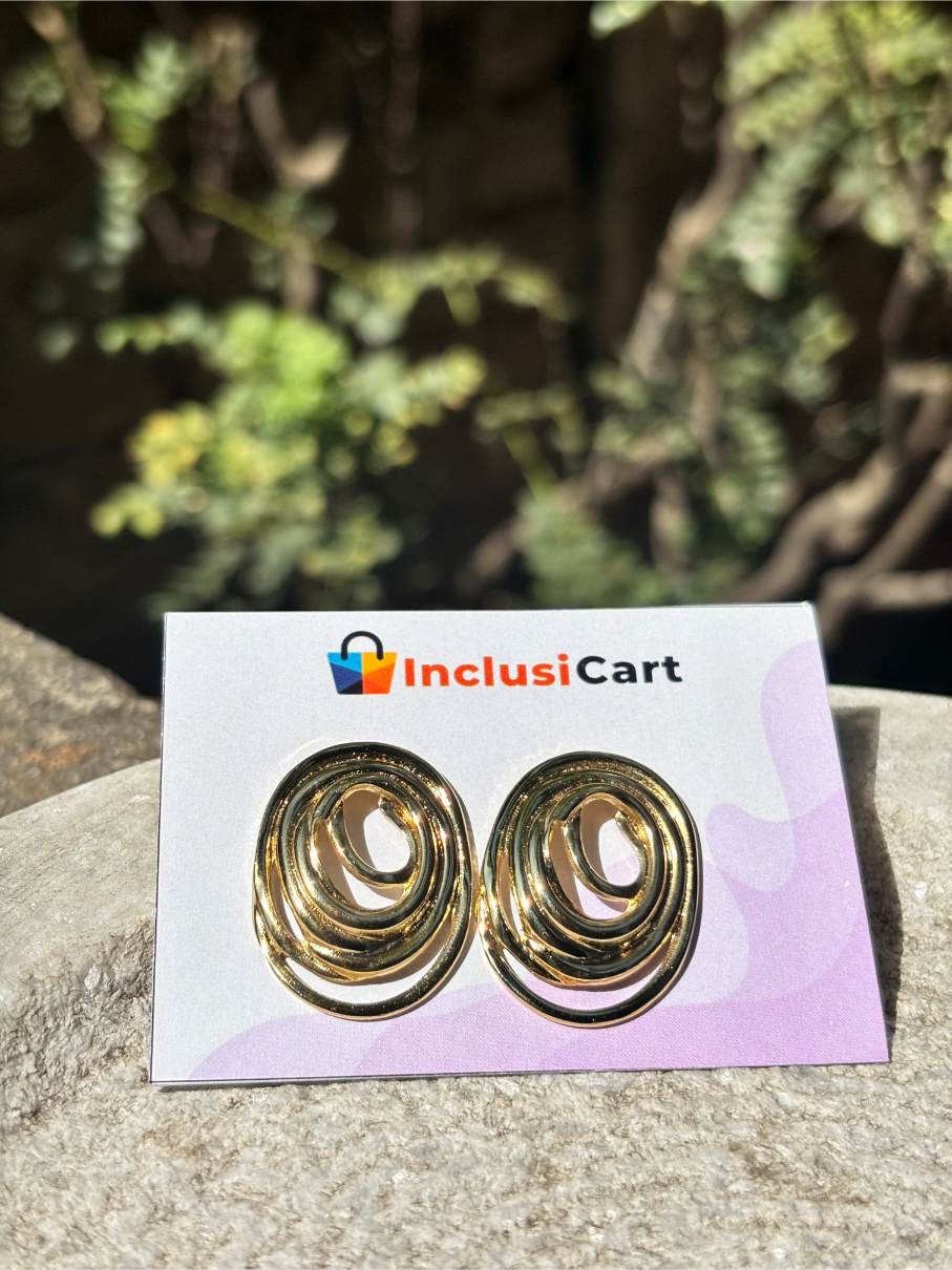 Circular Coil Anti Tarnish Stud Earrings