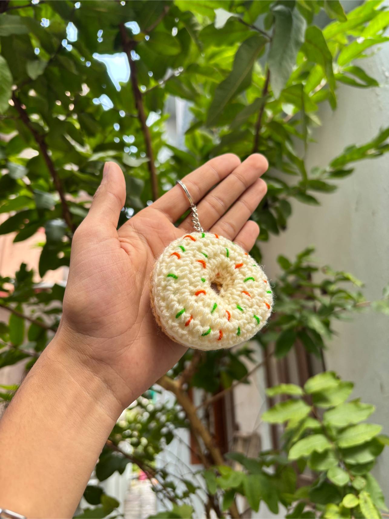 Crochet Donut Keychain | Cream Icing