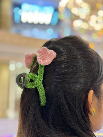 Crochet Clutcher | Tulip flower | Baby Pink