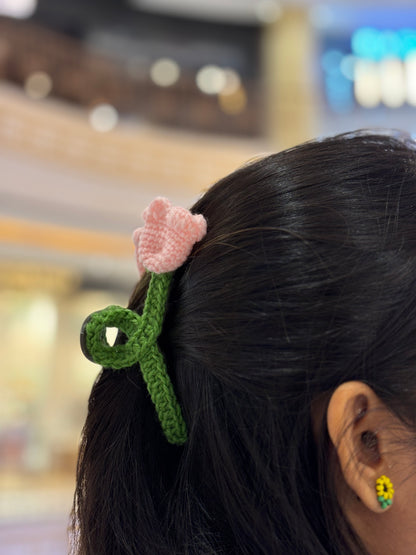 Crochet Clutcher | Tulip flower | Baby Pink