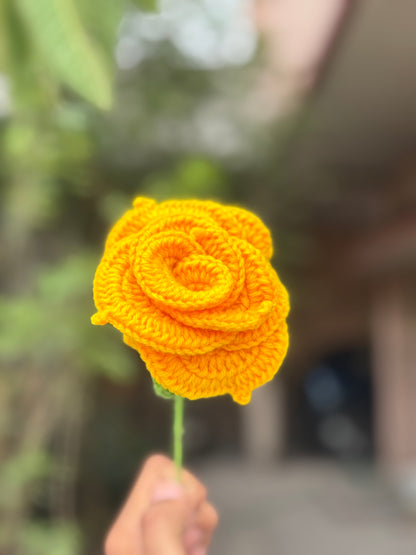 Crochet Flower Yellow Rose