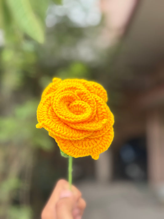 Crochet Flower Yellow Rose