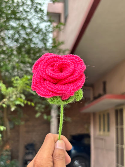 Crochet Flower | Cherry Pink Rose