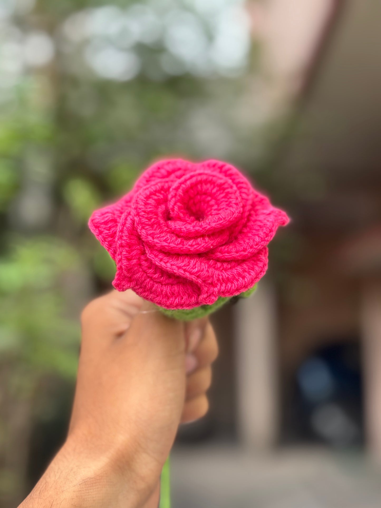 Crochet Flower | Cherry Pink Rose