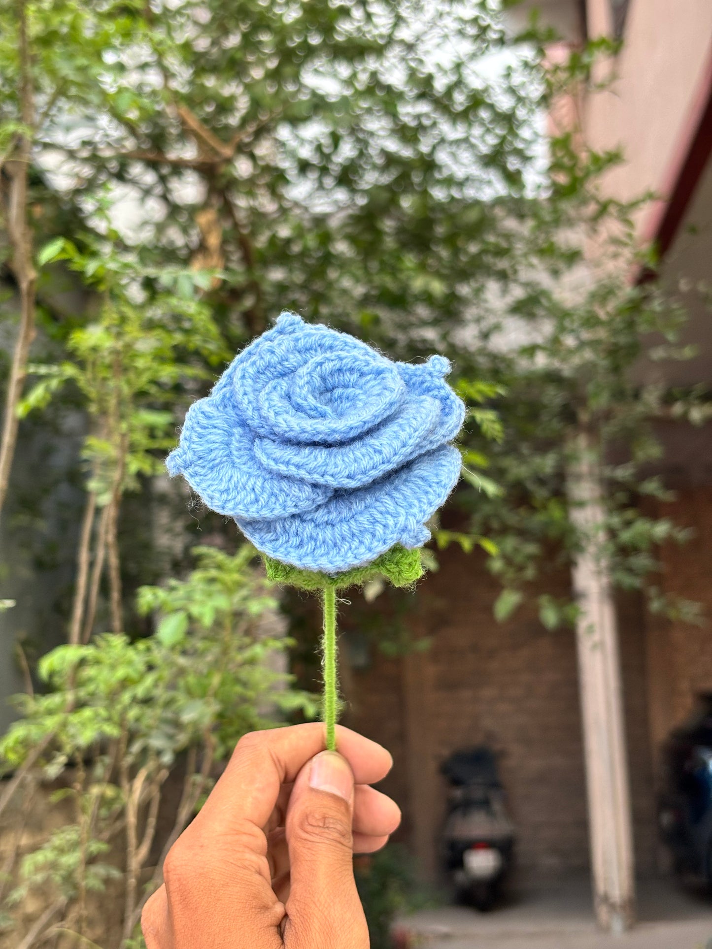 Crochet Flower | Light Blue Rose