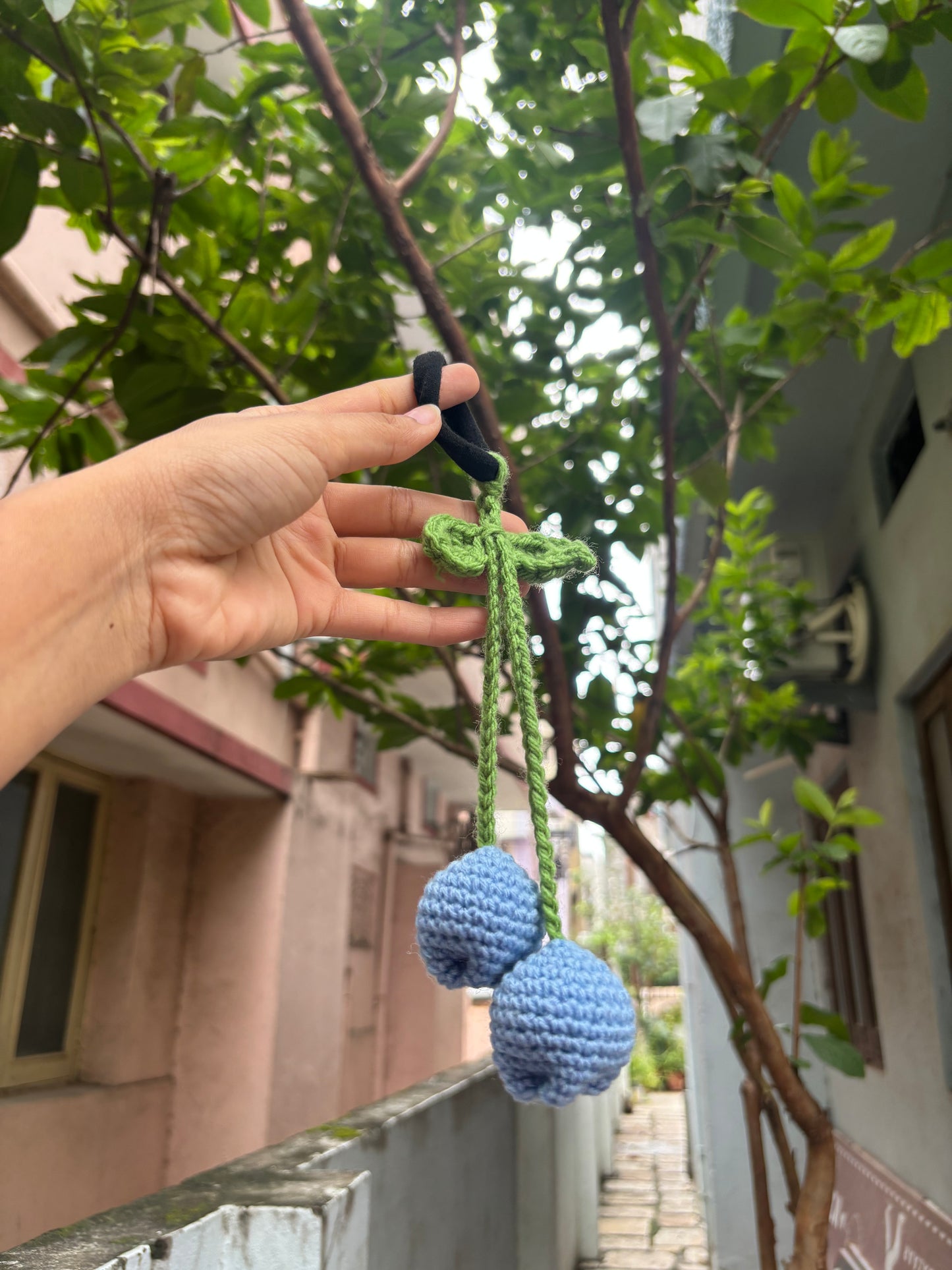 Crochet Hair Accessory | Light Blue Tulip Hair Tie