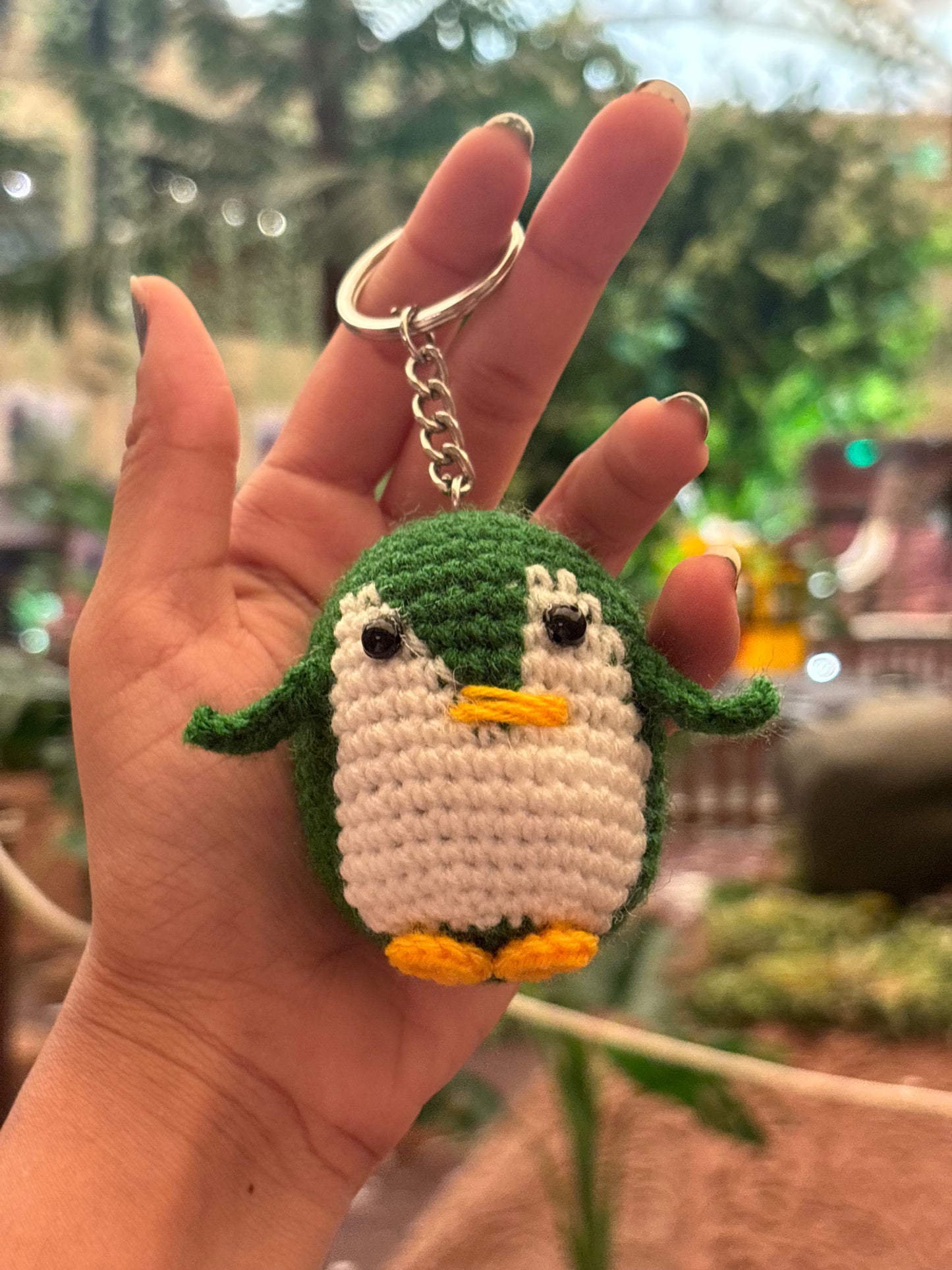 Crochet Keychain | Penguin | Green