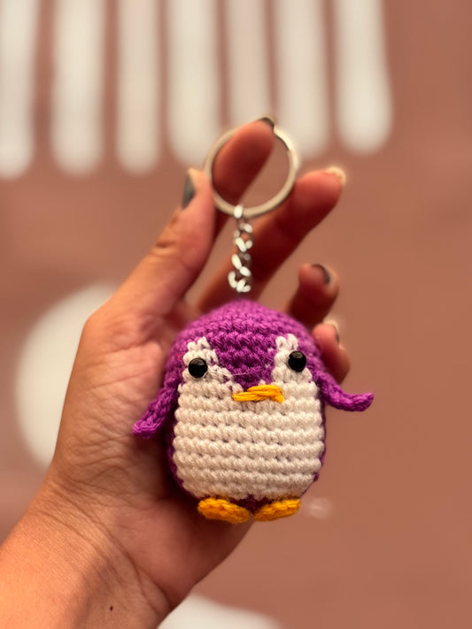 Crochet Keychain | Penguin | Purple