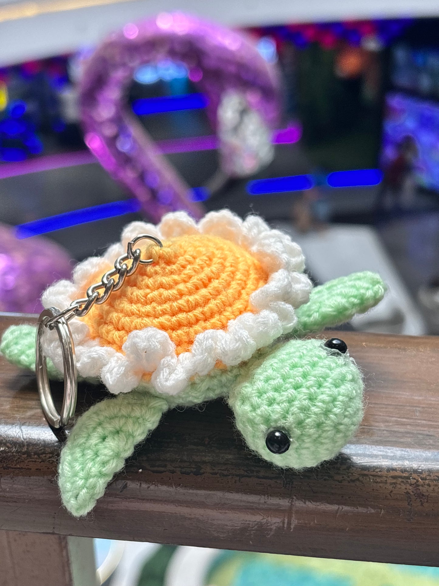 Crochet Keychain | Turtle | Daisy Flower