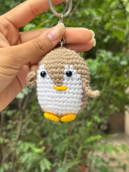 Crochet Keychain | Penguin | Light Brown