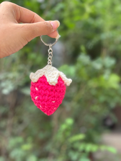 Crochet Keychain | Pink Strawberry