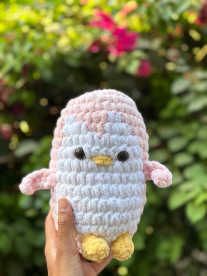 Crochet Plushie | White Baby Pink Penguin