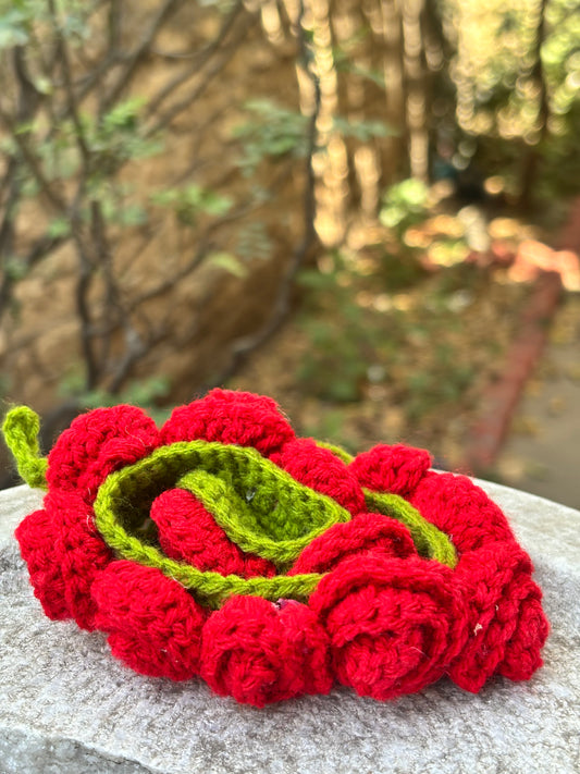 Crochet Kajra | Red Rose