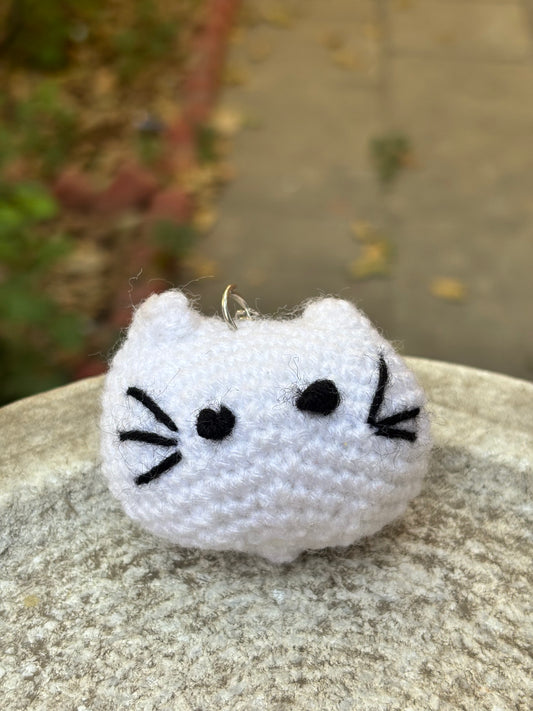 Crochet Keychain White Kitty