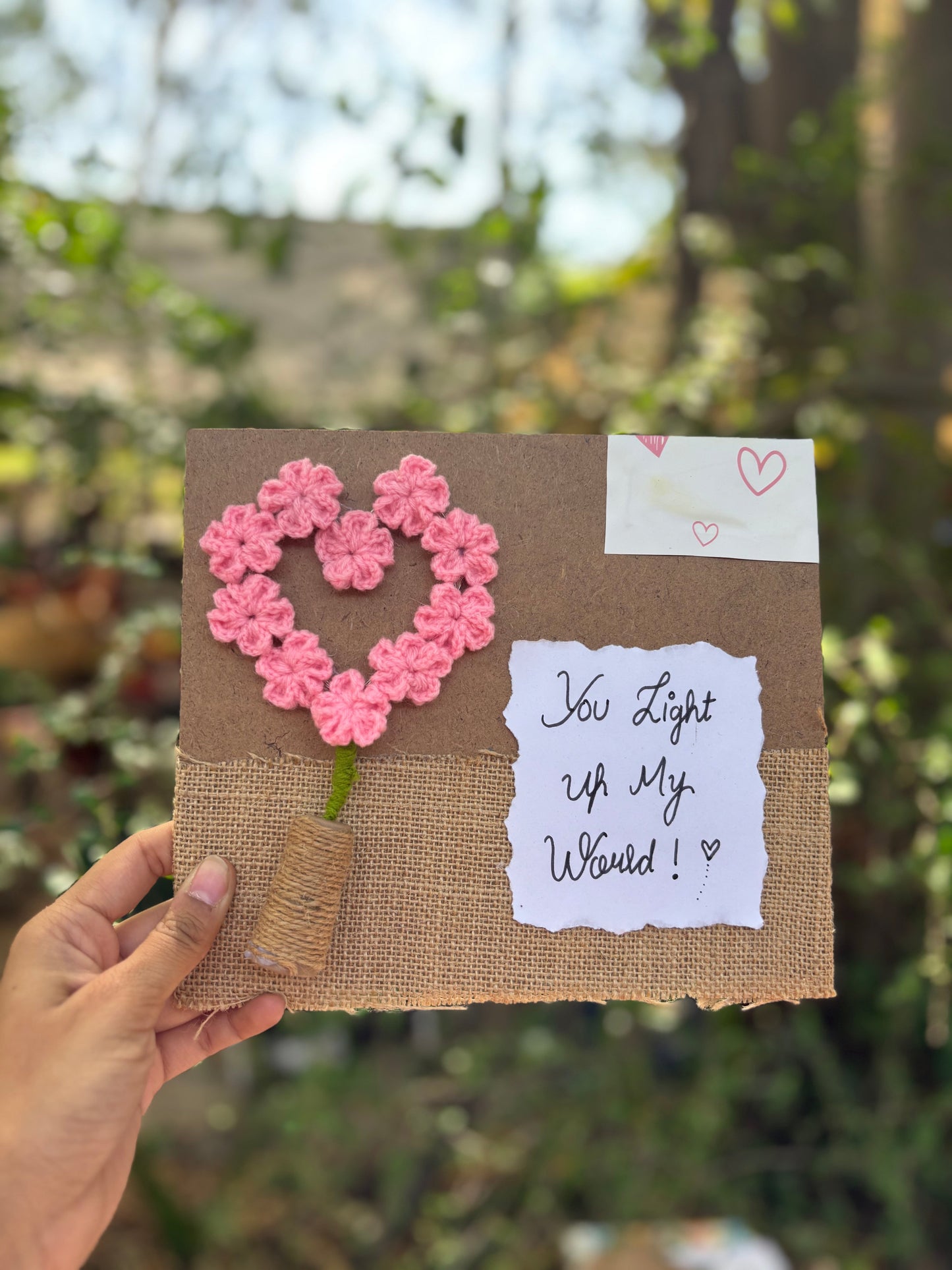 Crochet Gift | Glowing heart with Gift Note