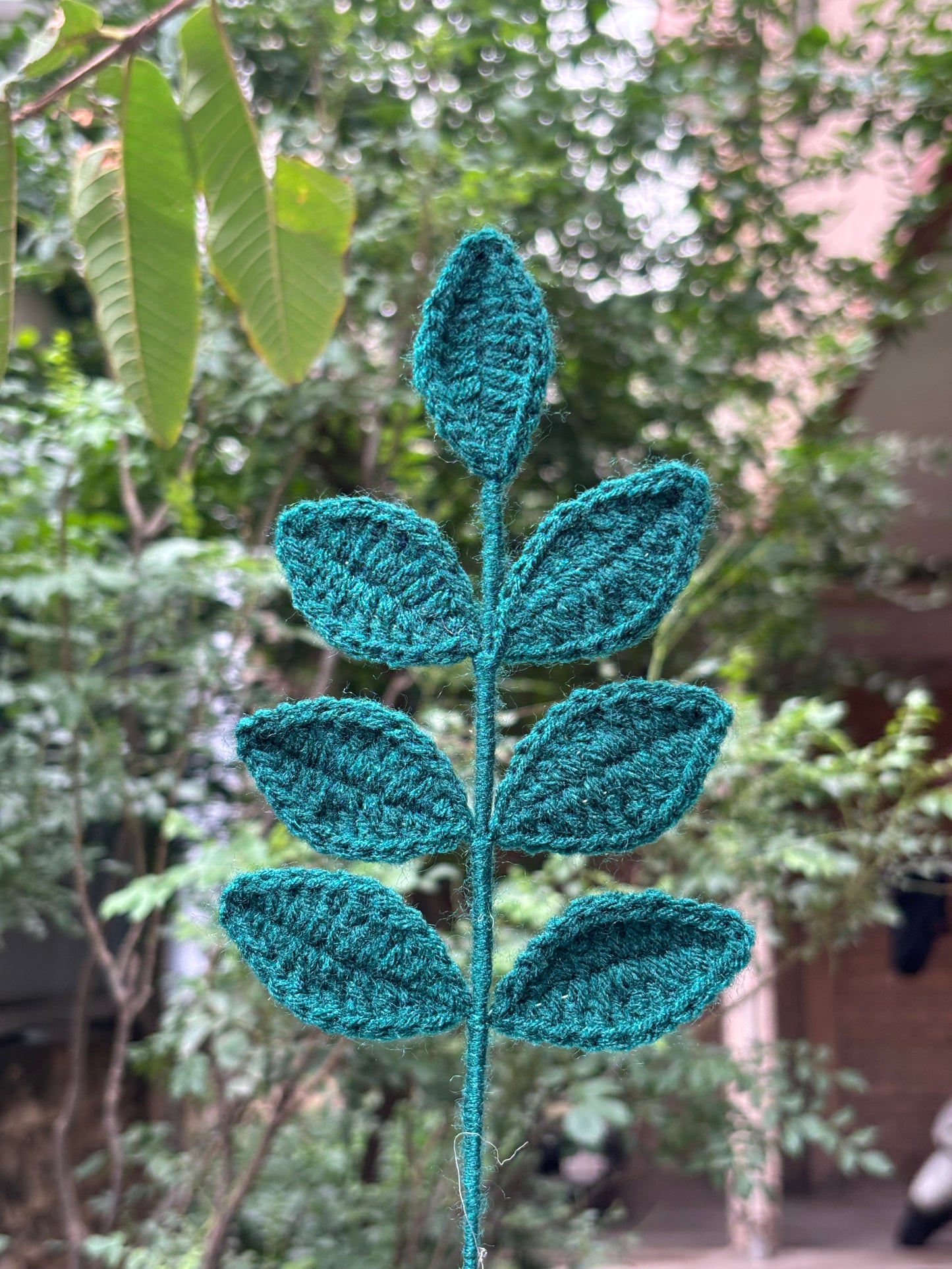 Crochet Leaf Stick | Dark Green