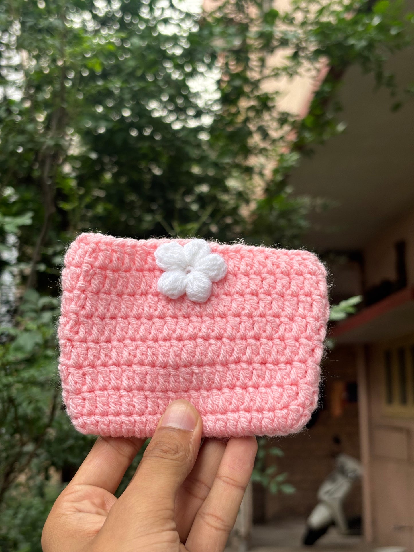 Crochet Mini Pouch | Baby Pink Magnetic Button