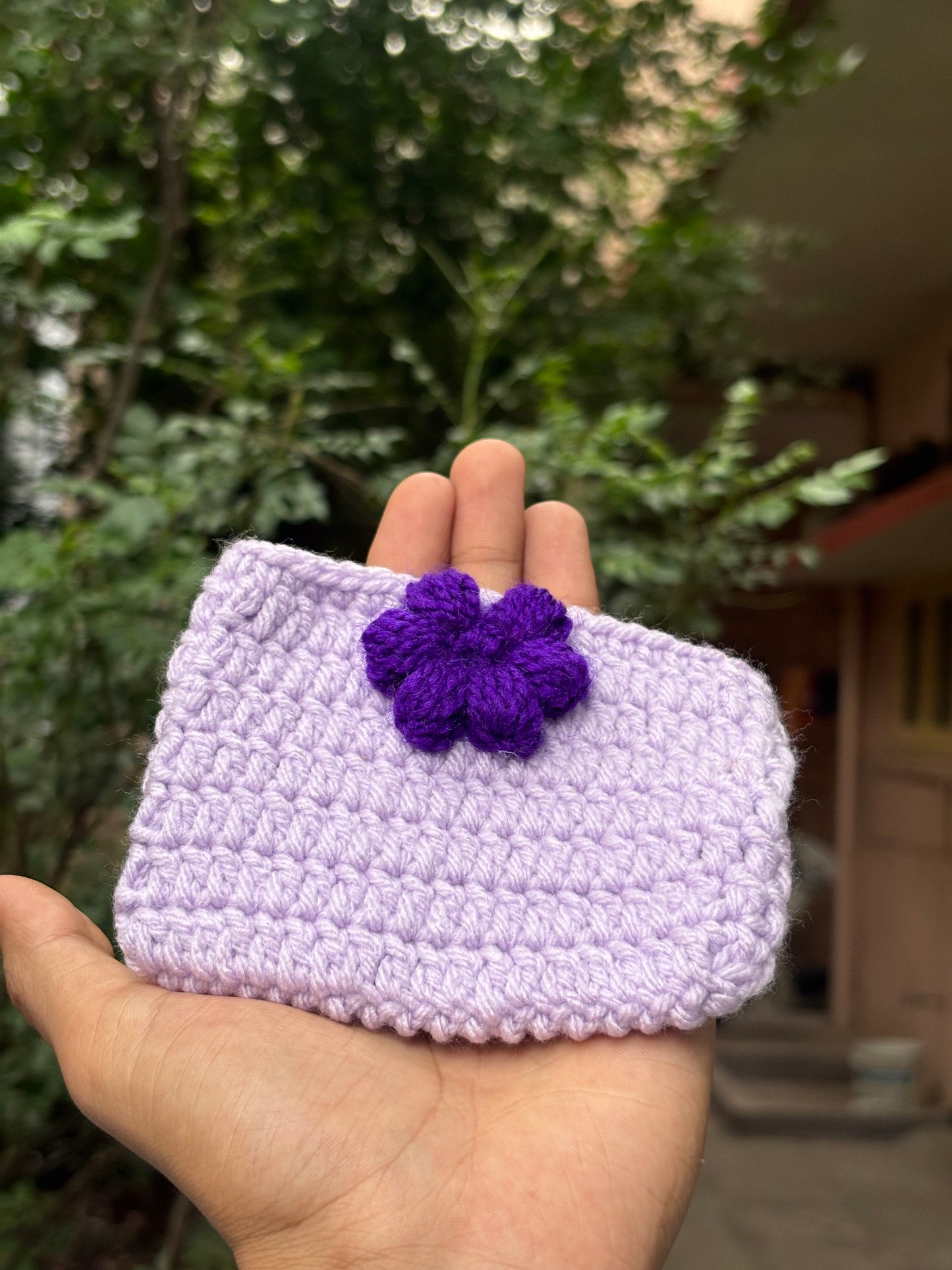 Crochet Mini Pouch | Lighth Purple Magnetic Button