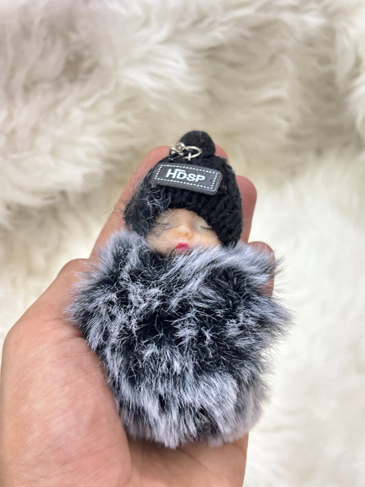 Cute Fur Baby Keychain Black