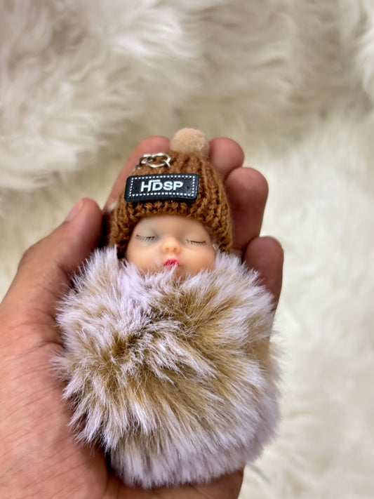 Cute Fur Baby Keychain Brown