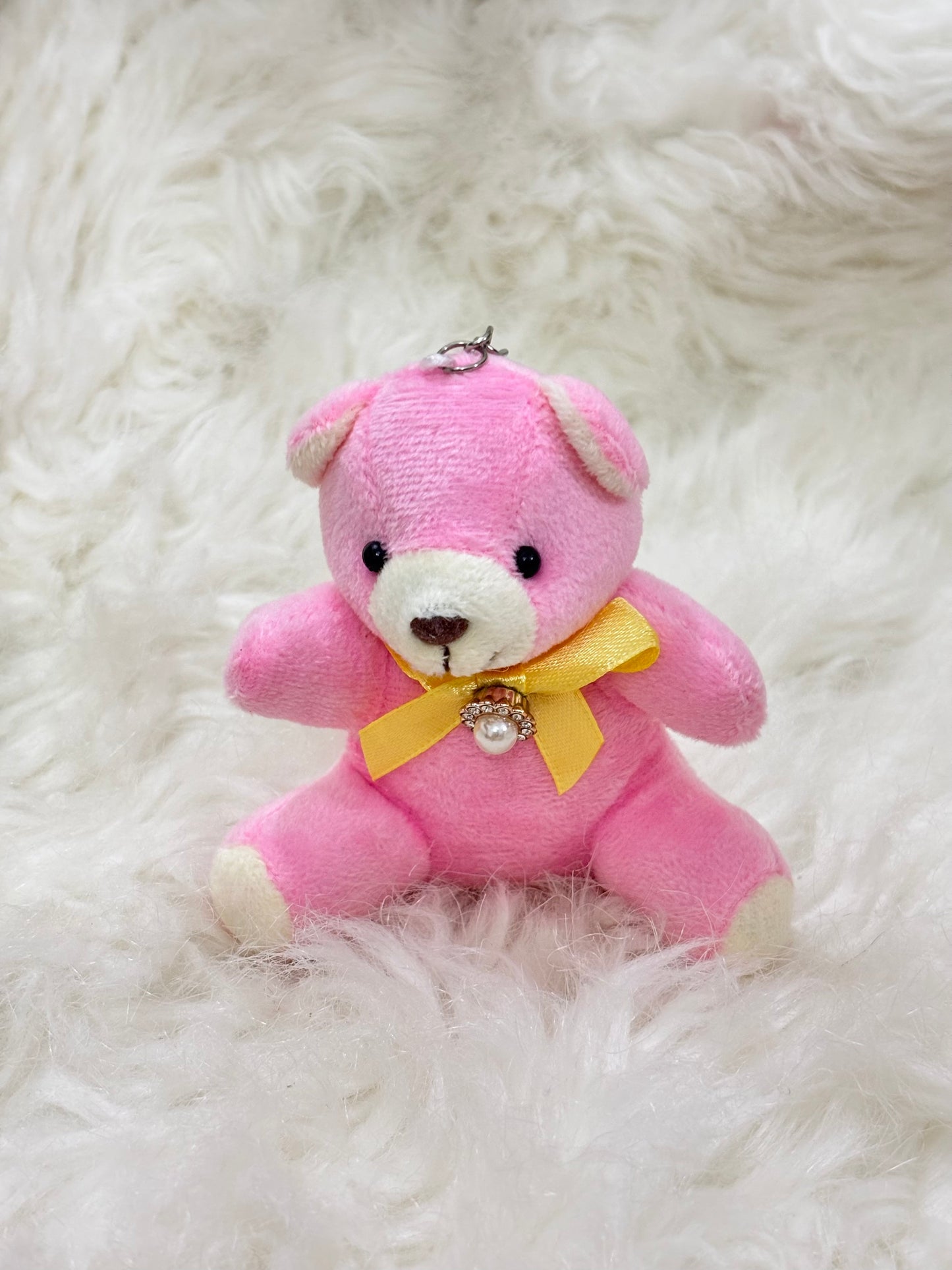 Keychain | Cute Pink Teddy with Pearl Bow