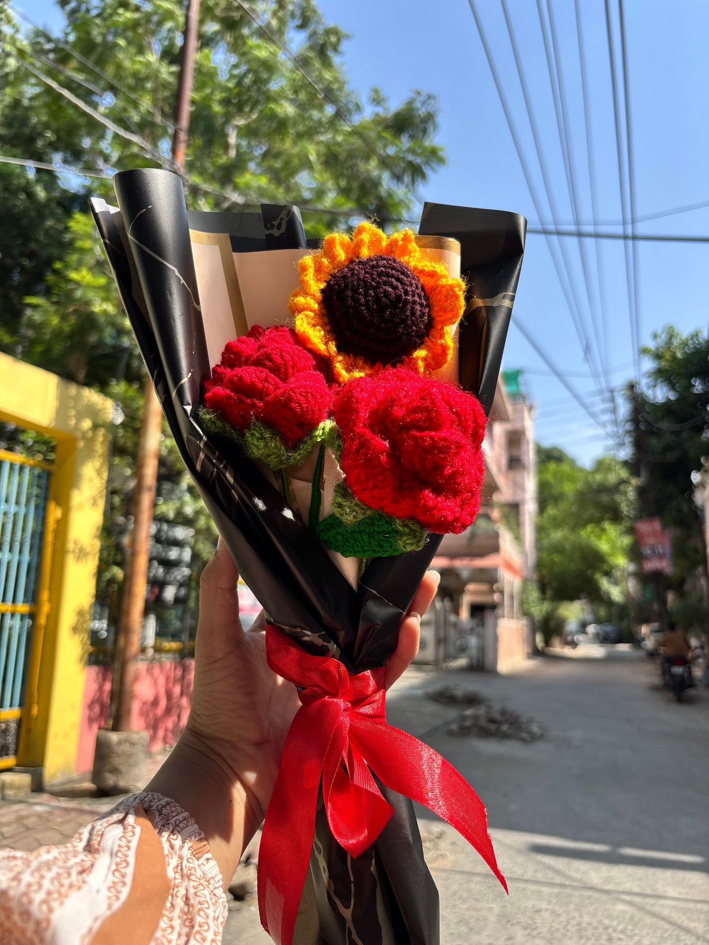 Crochet Flower Bouquet | Sunflower with Rose