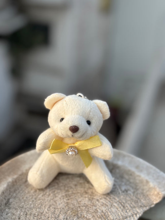 Keychain | Cute White Teddy with Pearl Bow