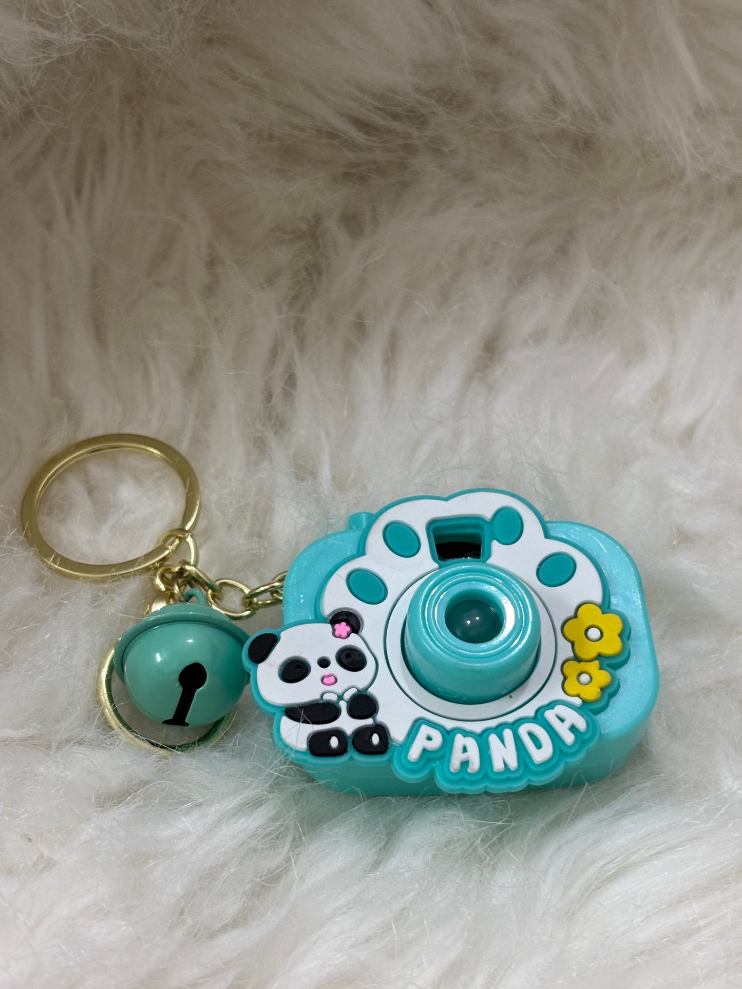 Cyan Light Camera Keychain