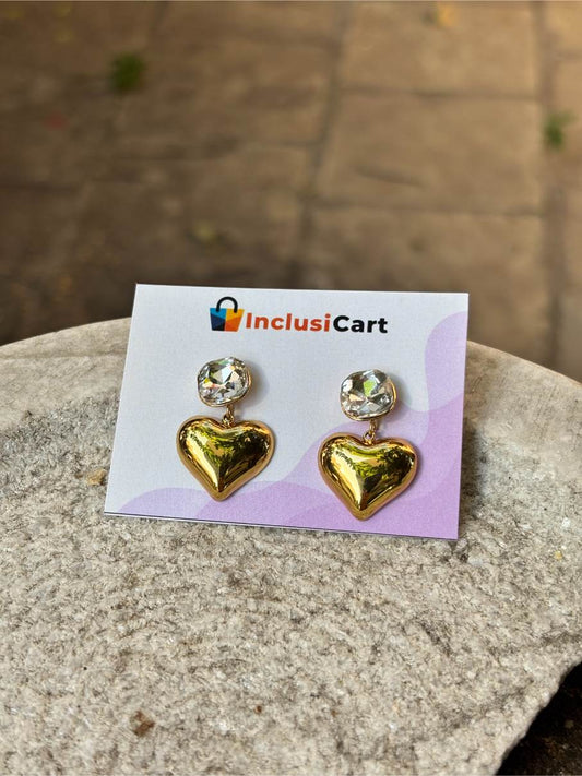Diamond Heart Anti Tarnish Stud Earrings