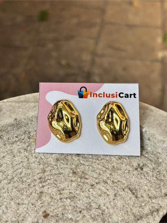 Disk Hammered Anti Tarnish Stud Earrings