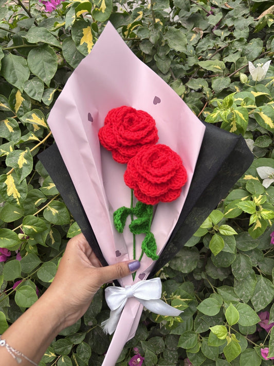 Crochet Bouquet | Double Rose Gulmohar Gulab