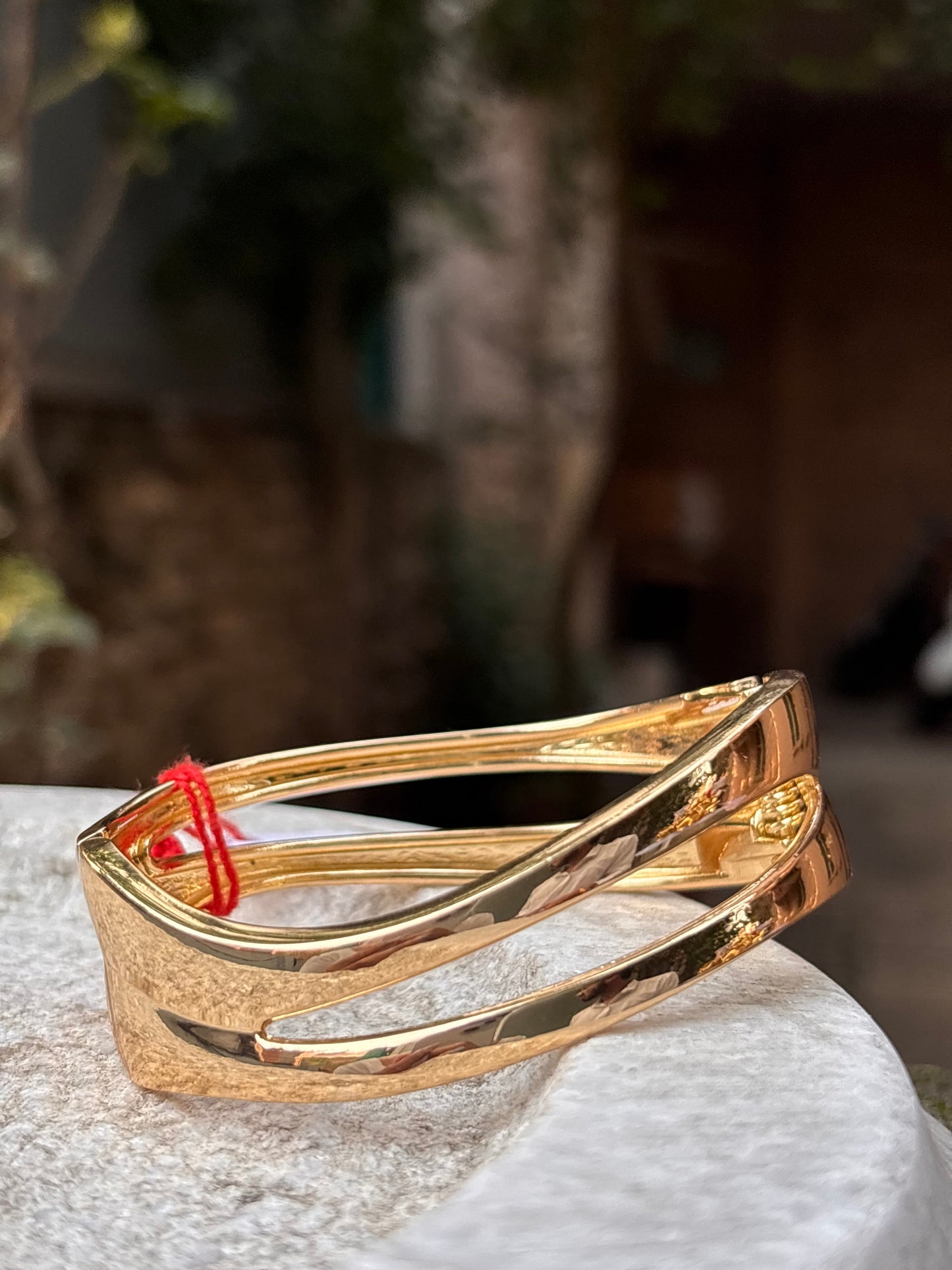Elegant Gold Plated Open-Cut Bangle