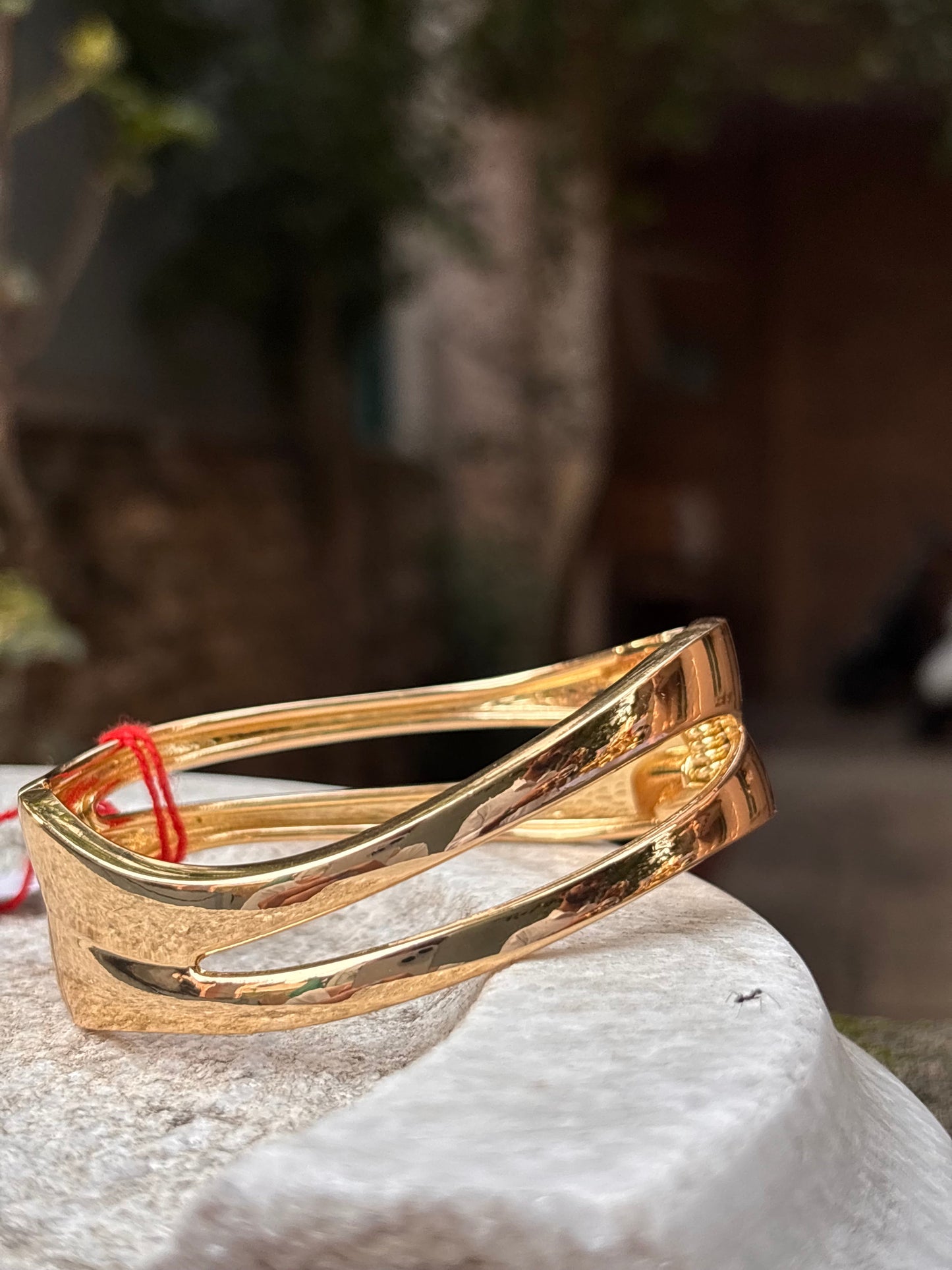 Elegant Gold Plated Open-Cut Bangle